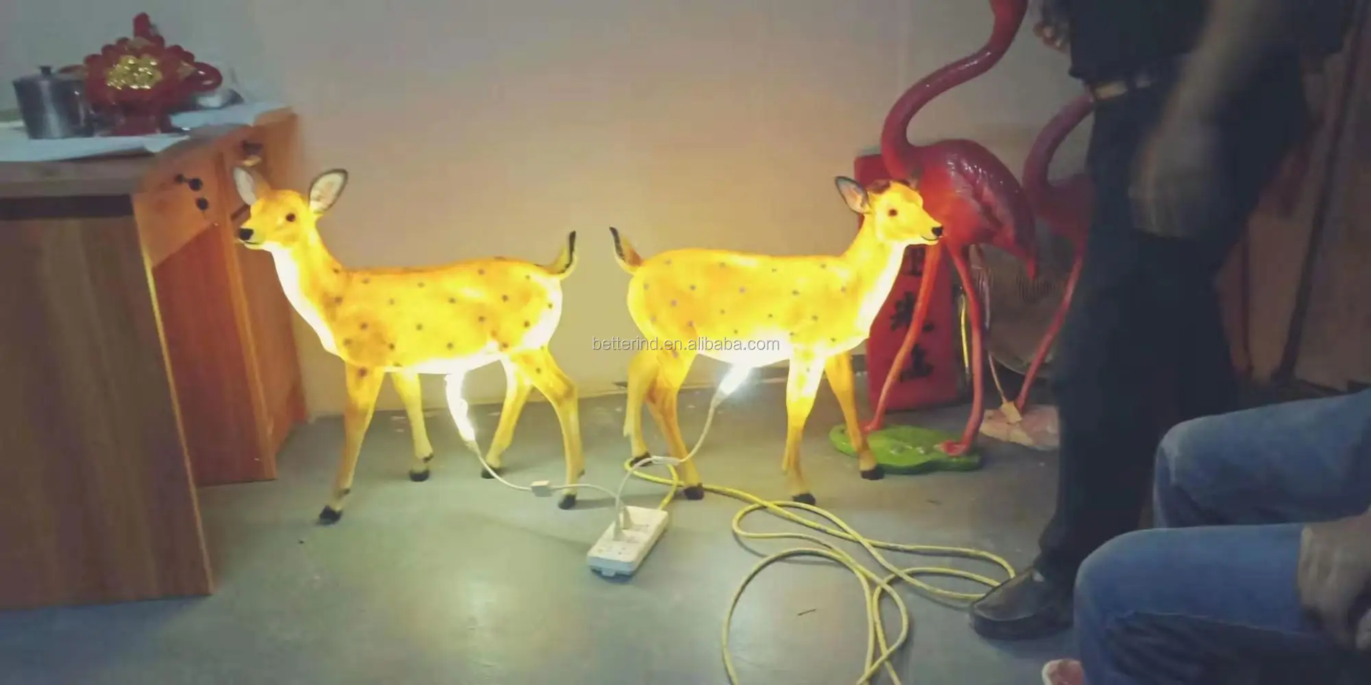 Outdoor Lighted Fiberglass Christmas Deer Decoration/outdoor Led