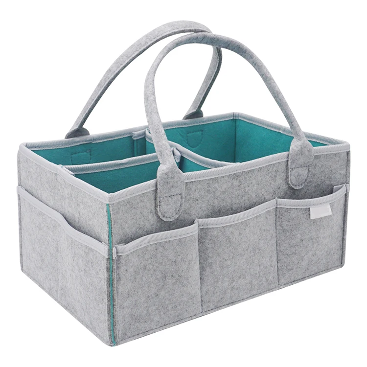 

Hot sell fashion portable felt baby diaper bag with detachable divider and handles, Customized colors