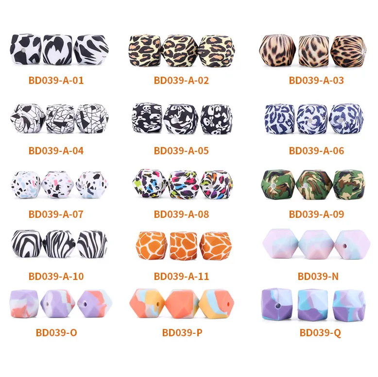 

Silicone Teething Leopard Print Bead Diy Hexagon Teething Silicone Beads