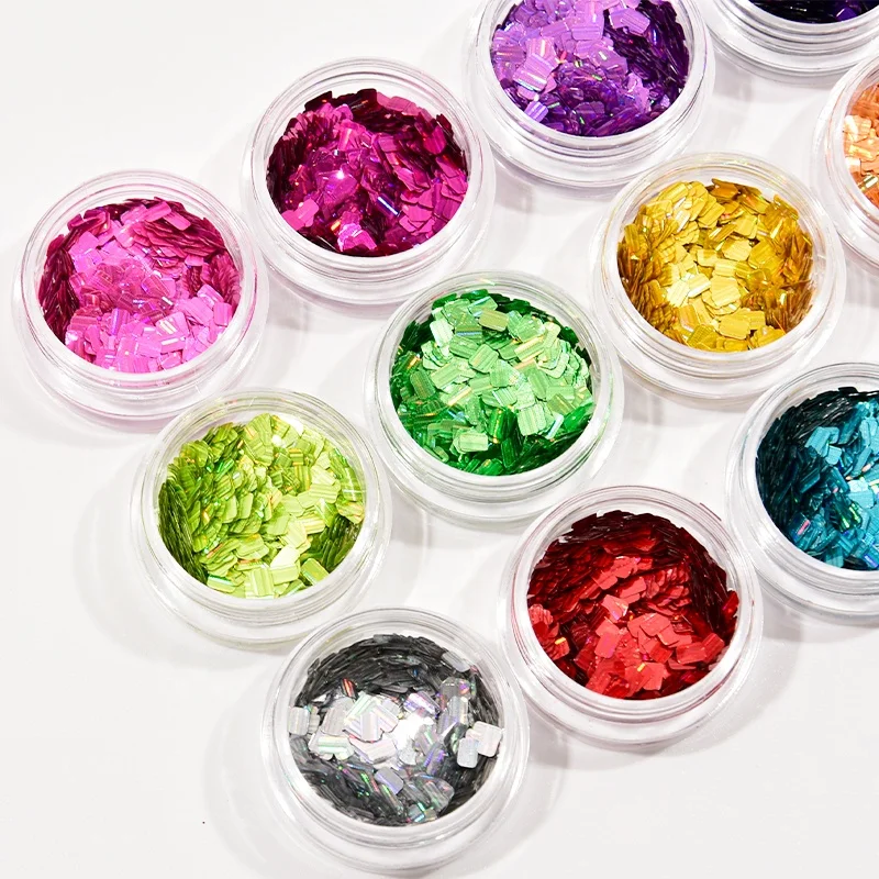 

1 Set Holographic Nail Acrylic Powder Flake PB45 Stripe Design Finger Nail Art Beauty Decoration Bulk Glitter Flake