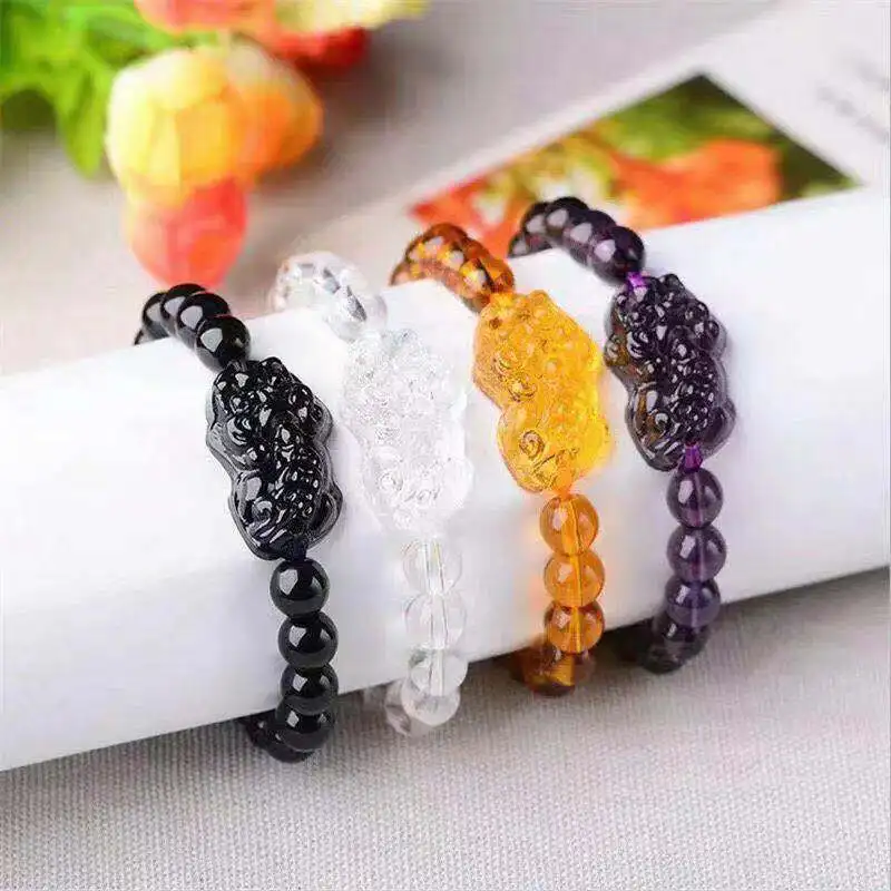 

Simple Round Nature Healing Stone Charm Bracelet Beads Personalized Bracelet Making Supplies Feng Shui Bracelets, Picture shows