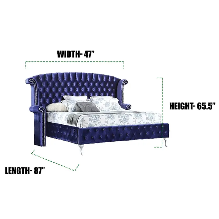 
Luxury plush velvet super king bed frame antique king beds king bed carved 