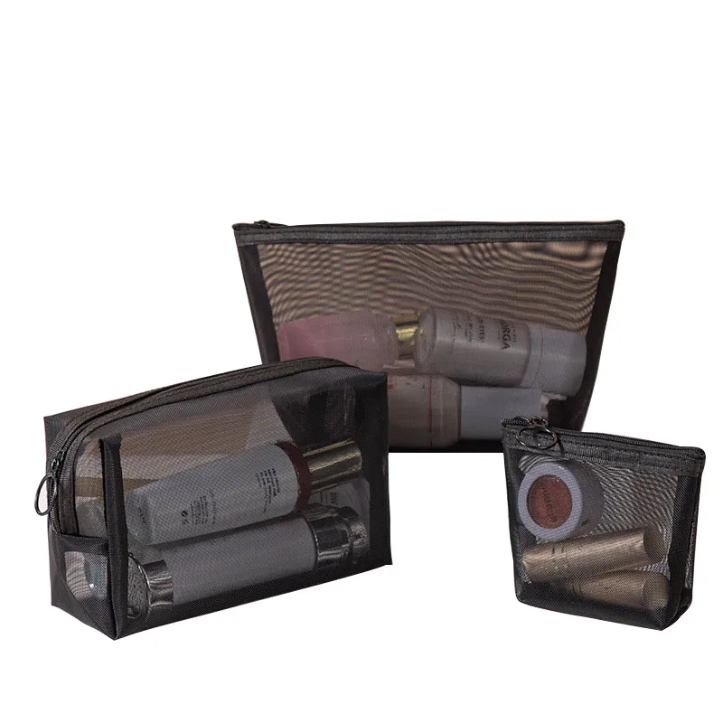 

Mesh toiletry Bag 3-piece portable storage visual breathable cosmetics bag