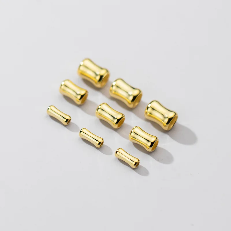 18K Gold Plated 925 Sterling Silver Bamboo Tube Spacer Beads Loose beads For Jewelry Making Findings