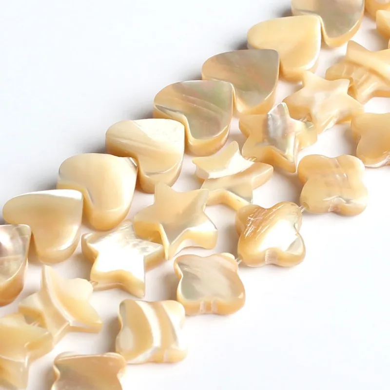 

Natural Beige/White Shell Beads Heart/Star Shape Loose Spacer Beads for Jewelry Making