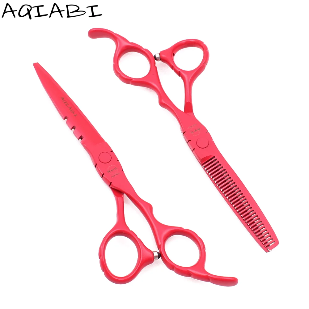 

Hair Cutting Scissors 5.5'' 6" JP Steel Thinning Shears Professional Hair Scissors Red A1010