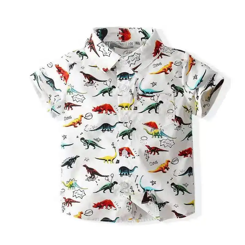 

New fashion 2021 baby clothes boys white short sleeve shirts cotton dinosaur t-shirt childrens clothing free shipping's item