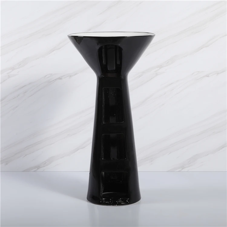 Modern fashion desgin italian ceramic sink round pedestal type wash basin