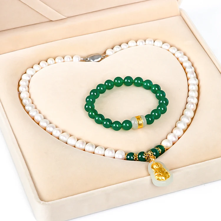 

Certified ZZXL-N0005-02 Hot Sale Promotion Design Color Bridal Pearl Agate Bracelet Earrings Set