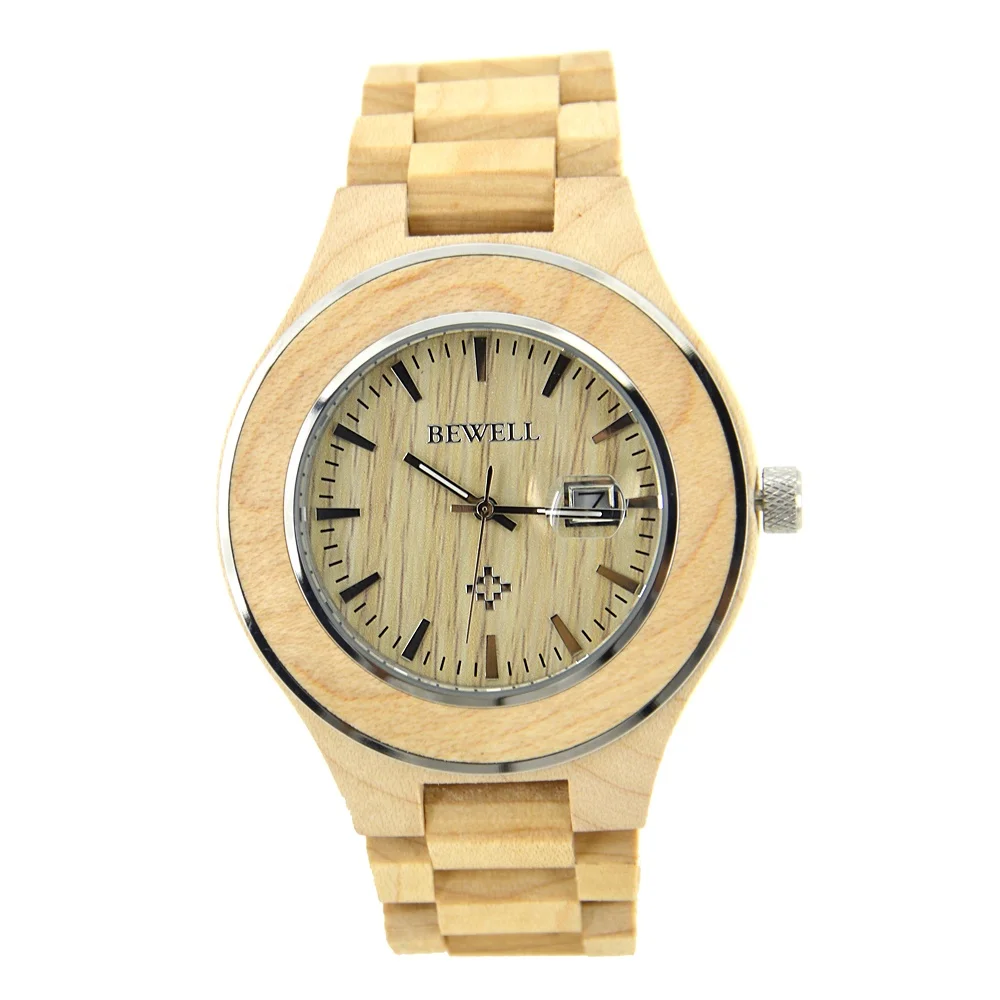 

Wholesale fashion wood watch steel men custom logo steel wood wrist watch with 3 atm water resistant