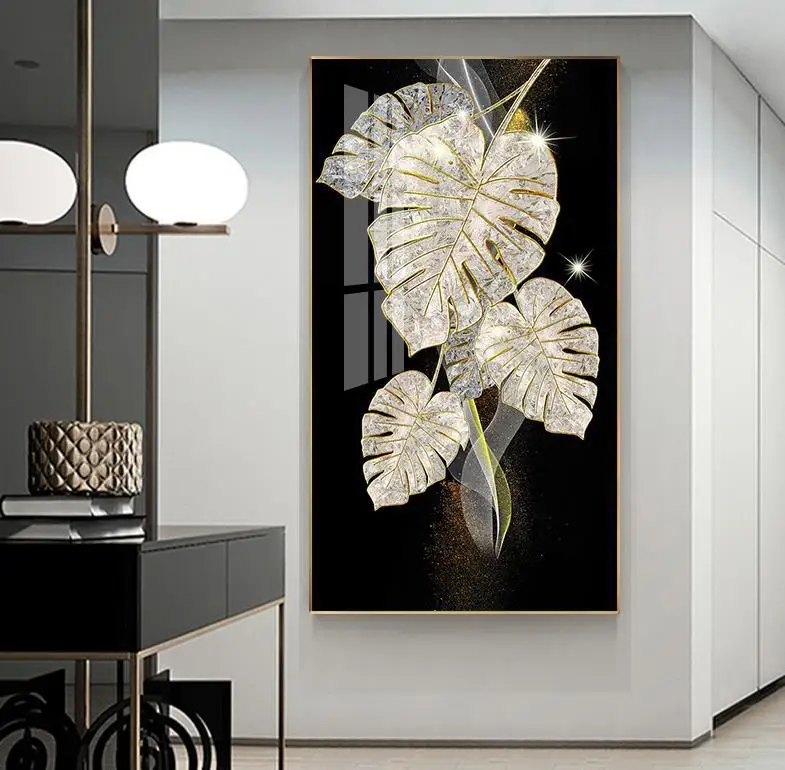 Creative Porch Crystal Porcelain Wall Painting Paint for Living Room Wall with Frame Canvas Art Decor for Home Decor