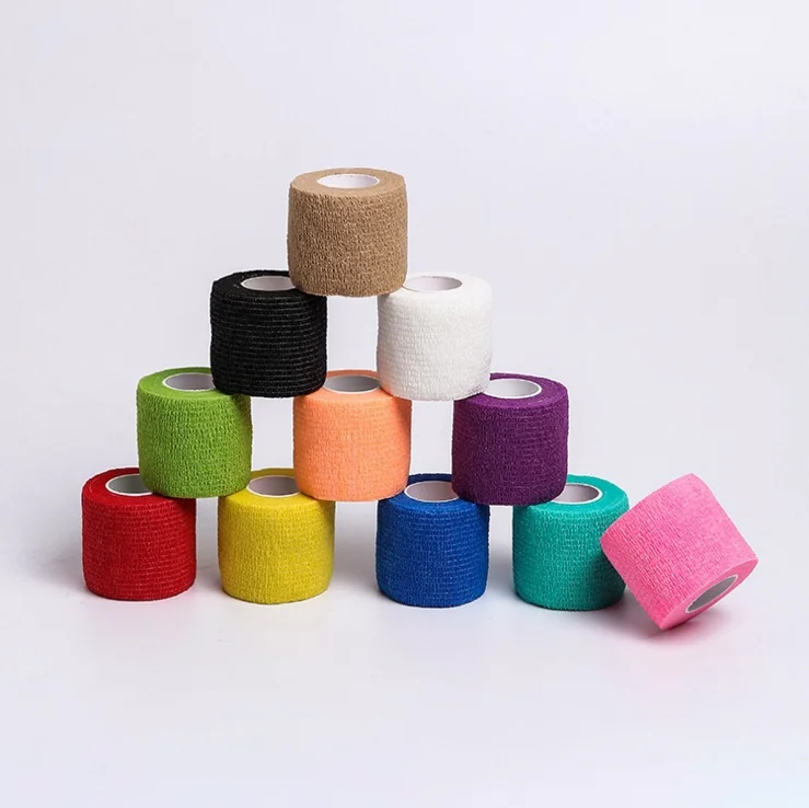 

Factory made waterproof self adhesive printed Cohesive bandage tape mix color bandages