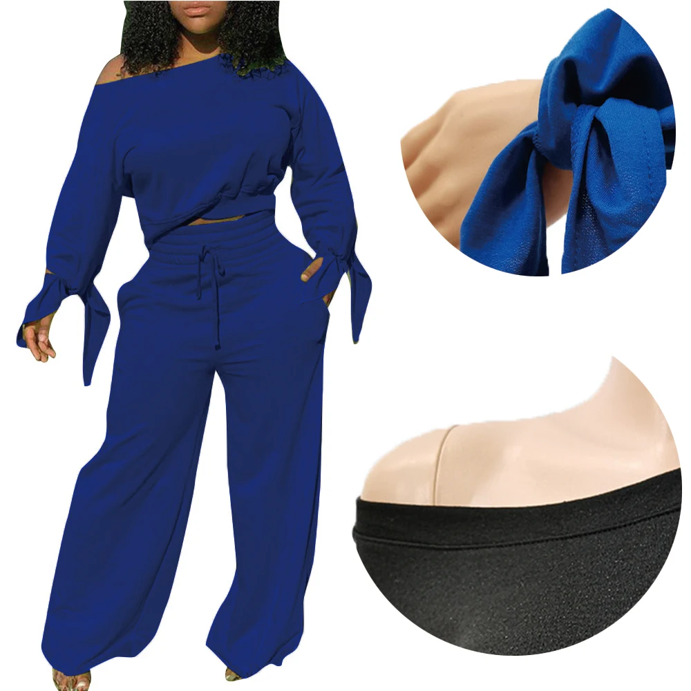 

Tops for women 2021 new arrivals Autumn two piece outfits women clothing fashion solid sweatshirt with wide leg pants set