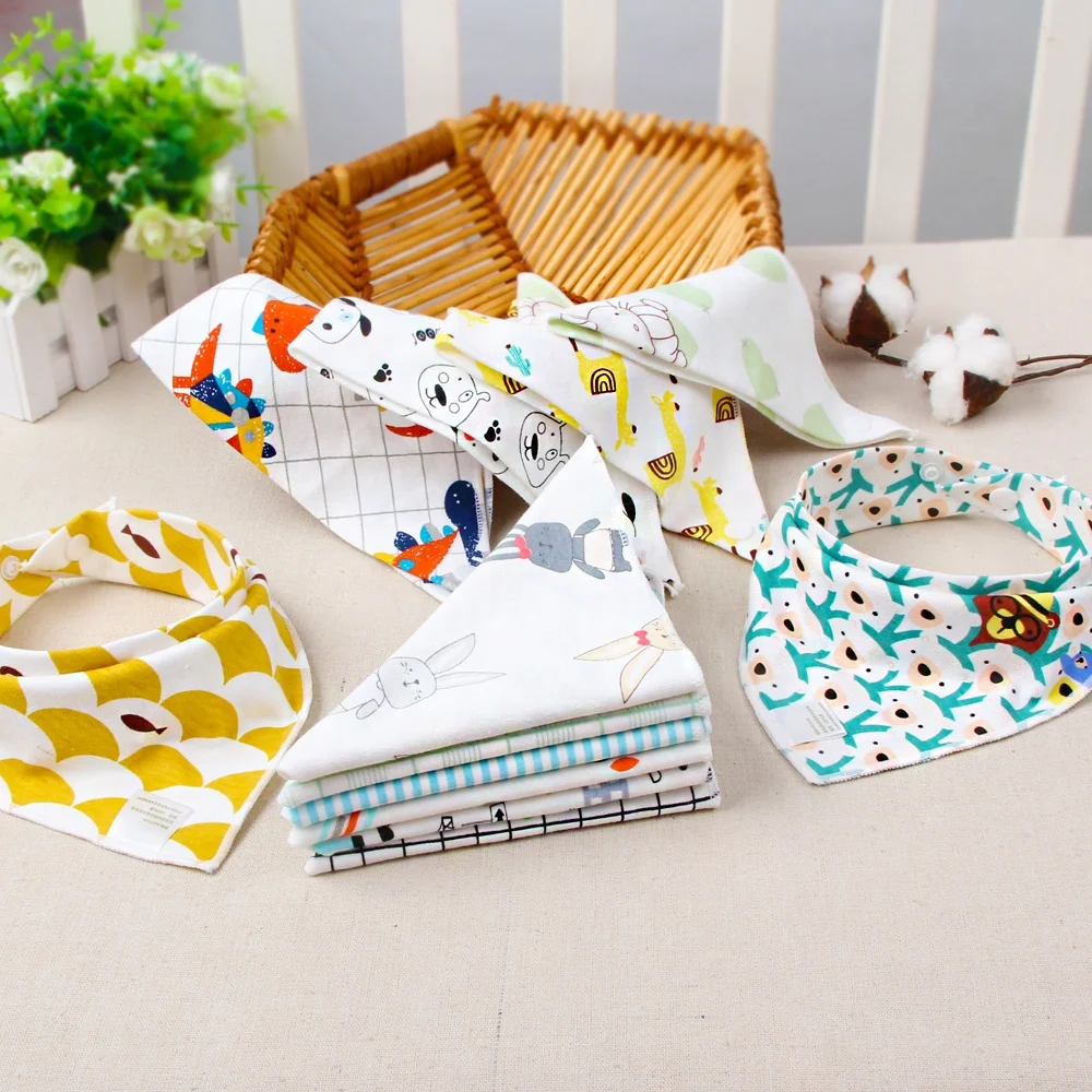 
POPOMI 2020 free sample wholesale high quality cotton bandana drool baby accessories bibs for drooling and teething 
