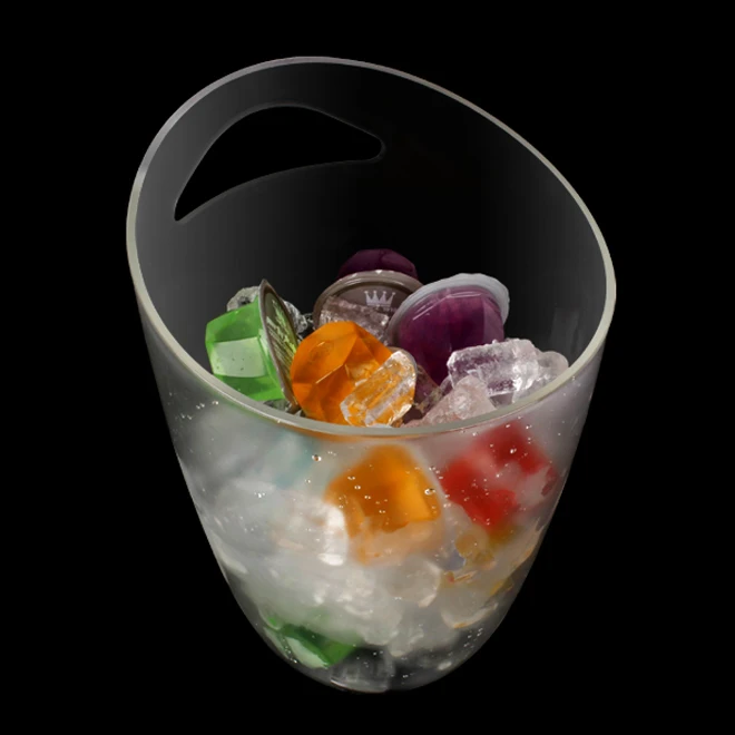 

LED light plastic ice bucket PC unbreakable material, Transparent