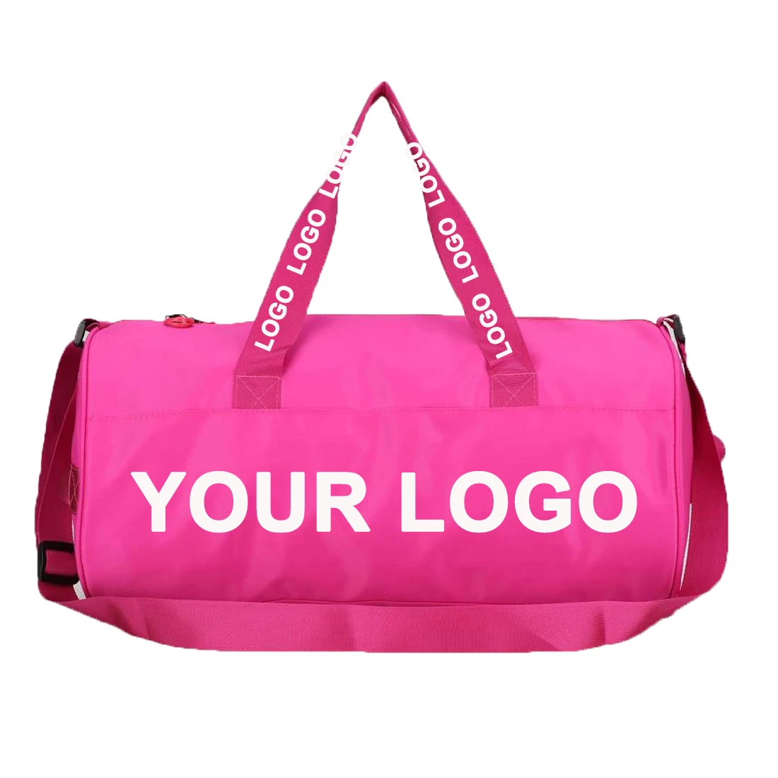 

OEM ODM Factory 15 years Custom 2020 Fashion Most Attractive Waterproof Heavy Duty Rolling Pink Nylon Bag Duffle Traveling Bag, Pink / skyblue / black