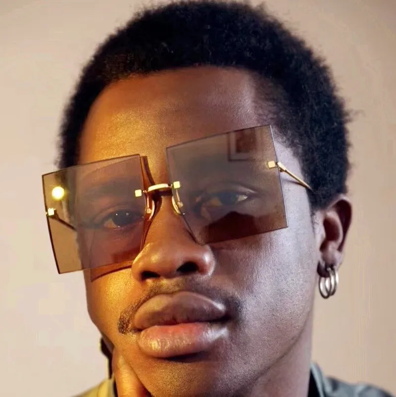 

Wholesale Oversized Shades 2021 Sunglasses Fashion Square Rimless Sunglasses