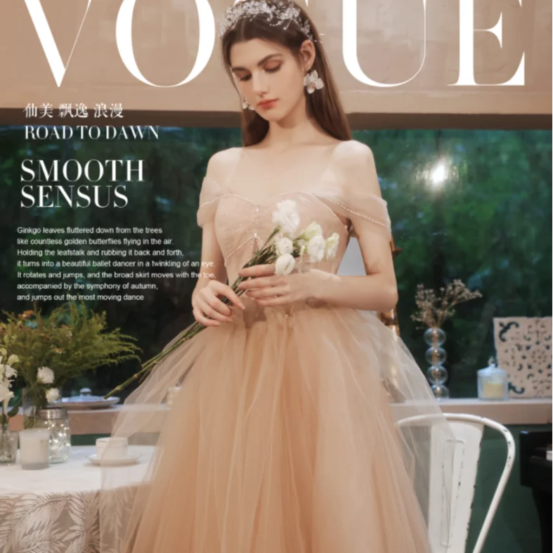 

ODELI Happiness series long wedding dress, big tail autumn and winter.