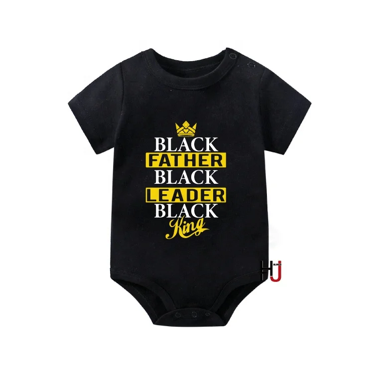 

Baby Rompers Newborn Boys Girls Clothes Black Dad Black King Funny Print Infant Jumpsuit Cute Casual Baby Sleepwear, As picture show