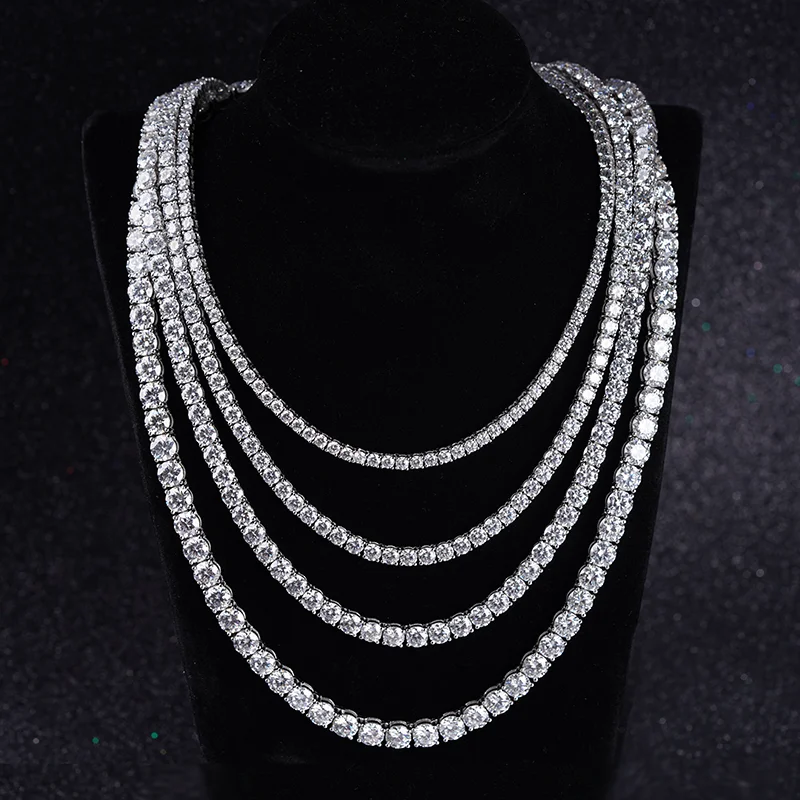 

group discounts moissanite jewelry White gold DEF moissanite tennis chain 3mm moissanite tennis chain 10k necklace for men