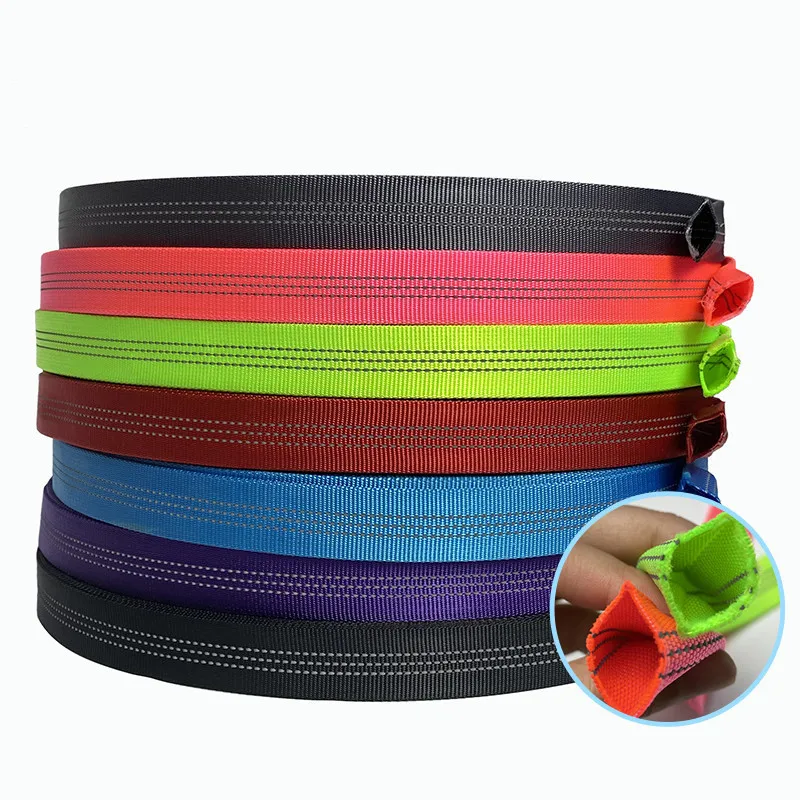 

Durable 1 inch Reflective Tubular nylon Webbing For Bag Strap reycled polyester 25mm nylon tubular hollow webbing