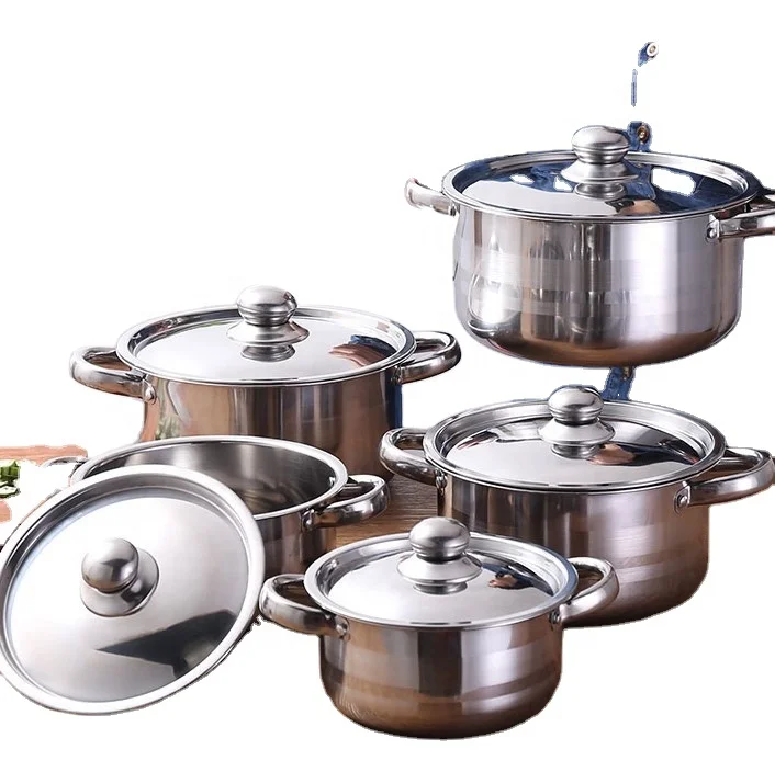 

stainless steel 10pcs cookware set induction cooking hot pots kitchen utensils pans sets cookware