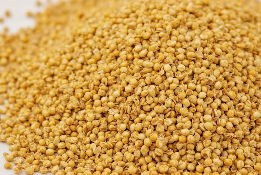 Close-up of golden fenugreek seeds, dried methi leaves, and fresh methi sprigs arranged on wooden cutting board