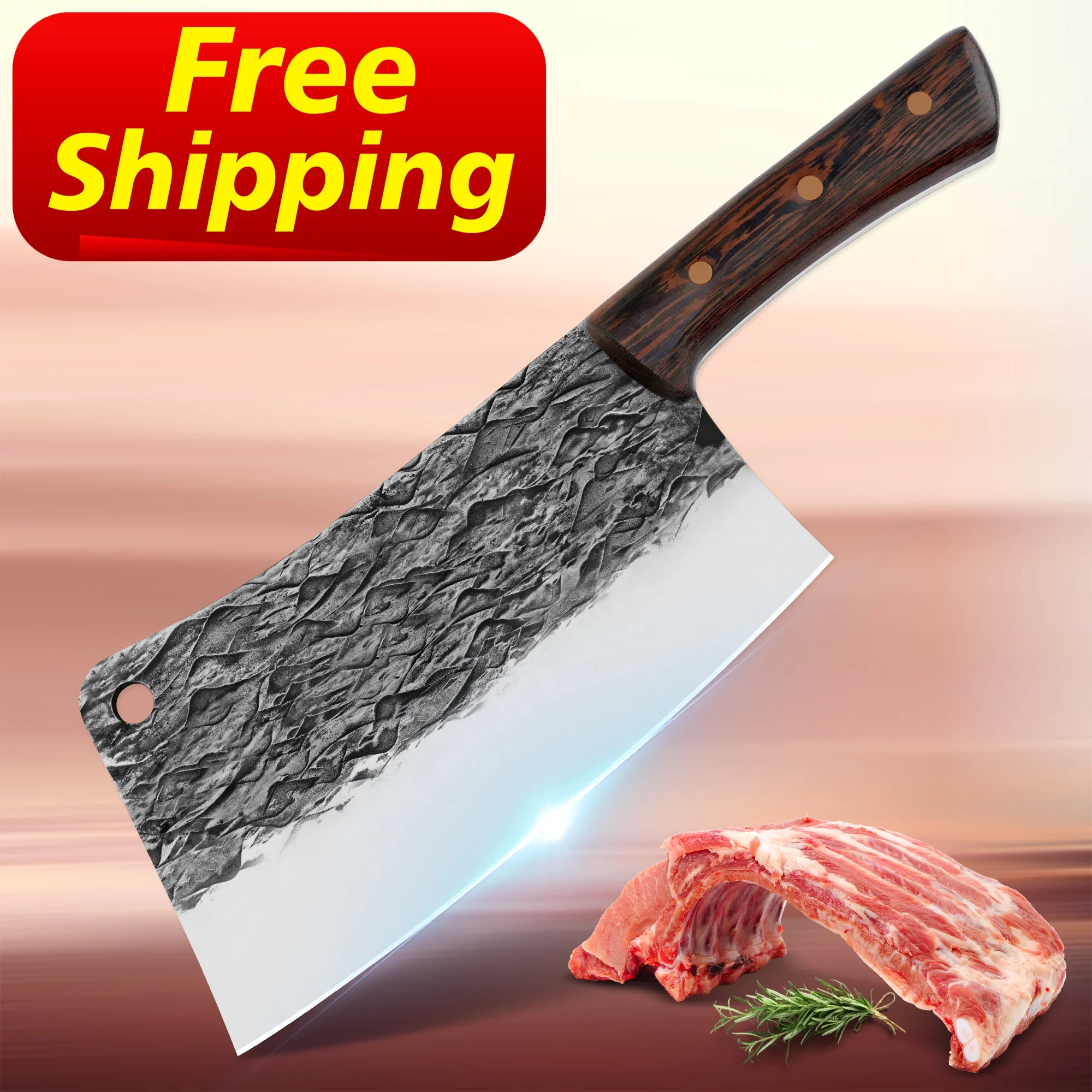 

Free Shipping orders over 300 pcs Skycook wenge handle large 8inch cleaver knife handmade cleaver knife tiger cook knife cleaver, Customized color