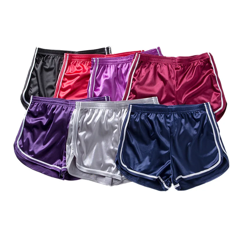 

High Quality New Arrival Women Fashion Multi-colors Soft Silk Summer Beach Casual Shorts With White Stripe, 7 colors, as pictures