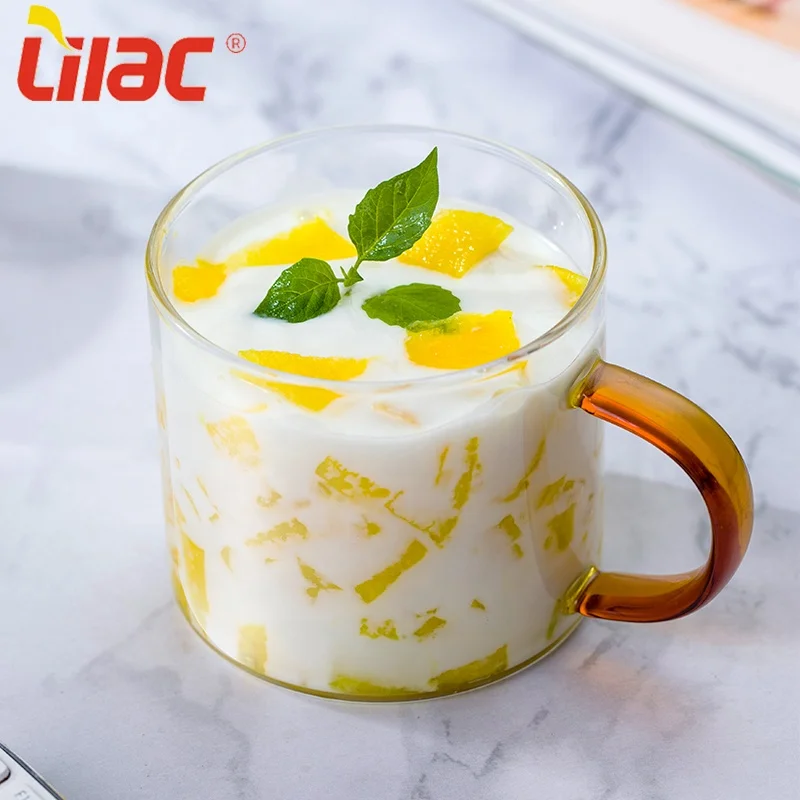 

Lilac Free Sample 400ml/450ml/280ml/320ml 2021 box packaging designed glass tazas de cafe thermal black coffee/beer mug, Yellow/green