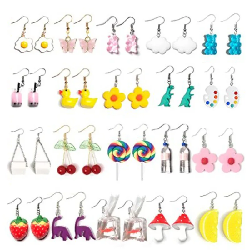 

Cute Acrylic Funny Earrings Water Bottle Earrings Strawberry Mushroom fresh summer earrings