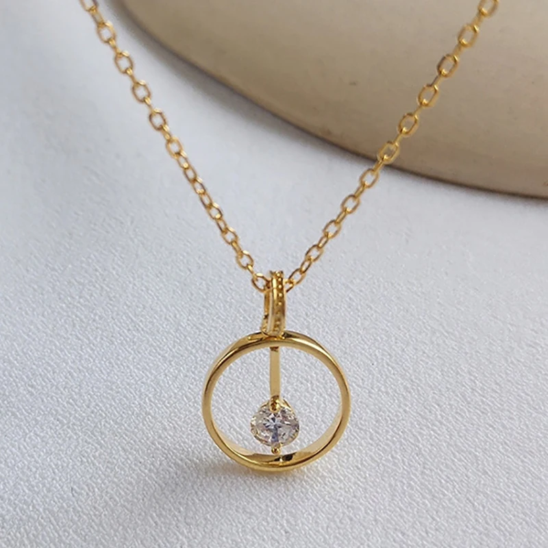 

925 Sterling Silver Trendy Zircon Pendant Gold Necklace Indian Jewelry Designer for Women