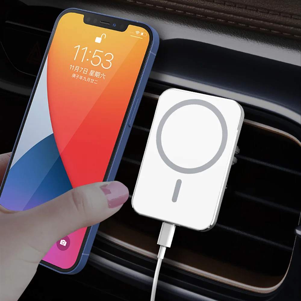 

Car Mount 15W Magnetic Wireless Car Charger For iPhone 12 Phone Holder Wireless Charger Magnetic, White ,black,green,pink