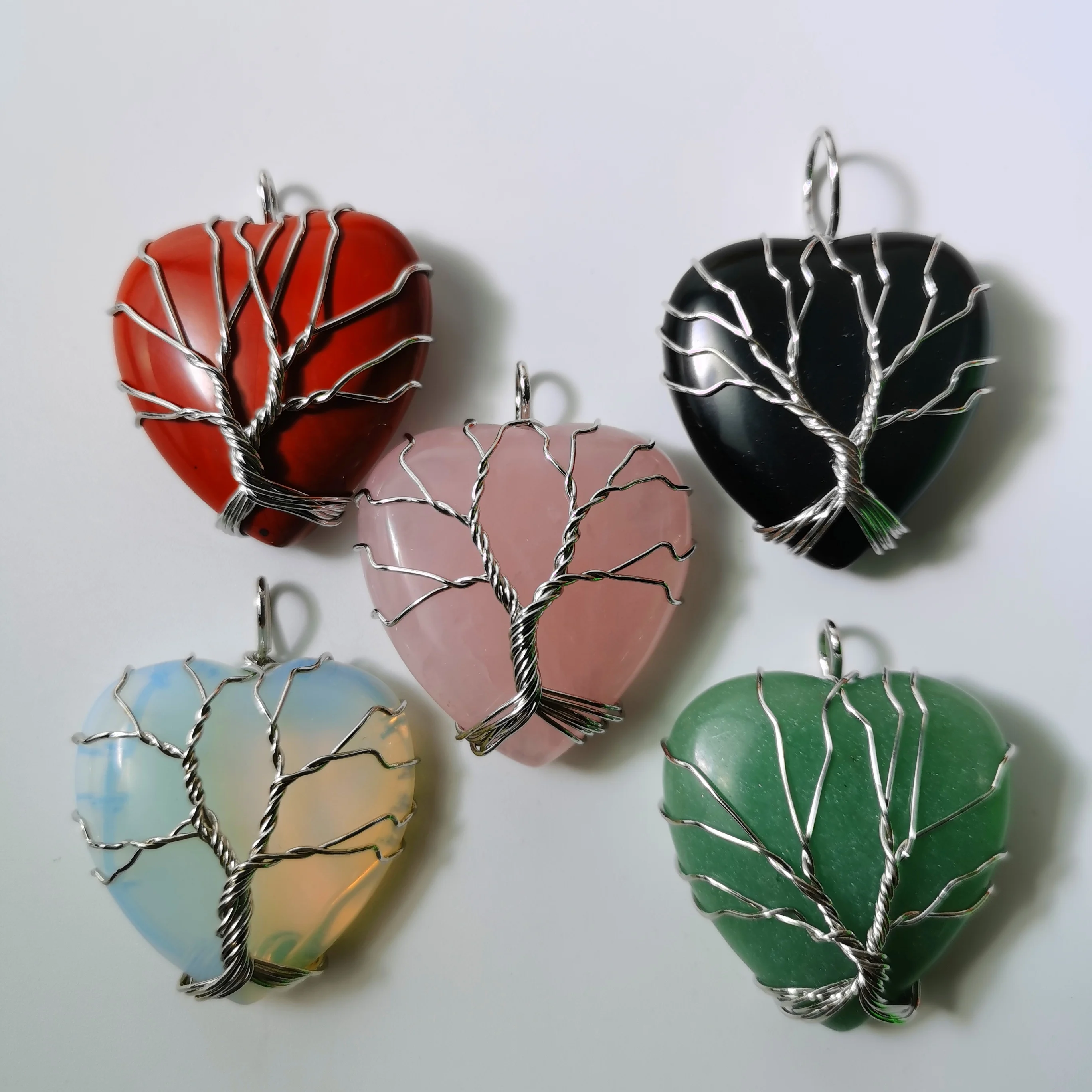 

wholesale crystal carving quartz heart healing stone rose quartz tree of life for gift, Mixed