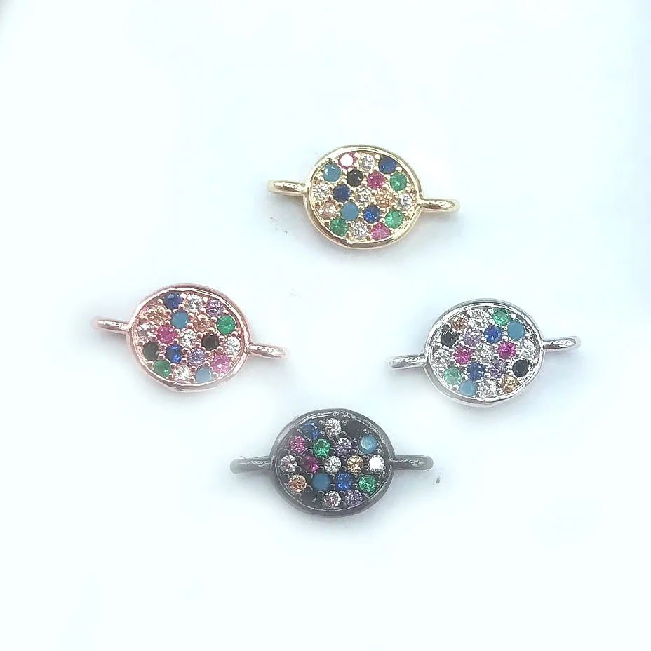 

Wholeaals Round Cubic Zirconia Space Shape Abalone Stone Charm Connector