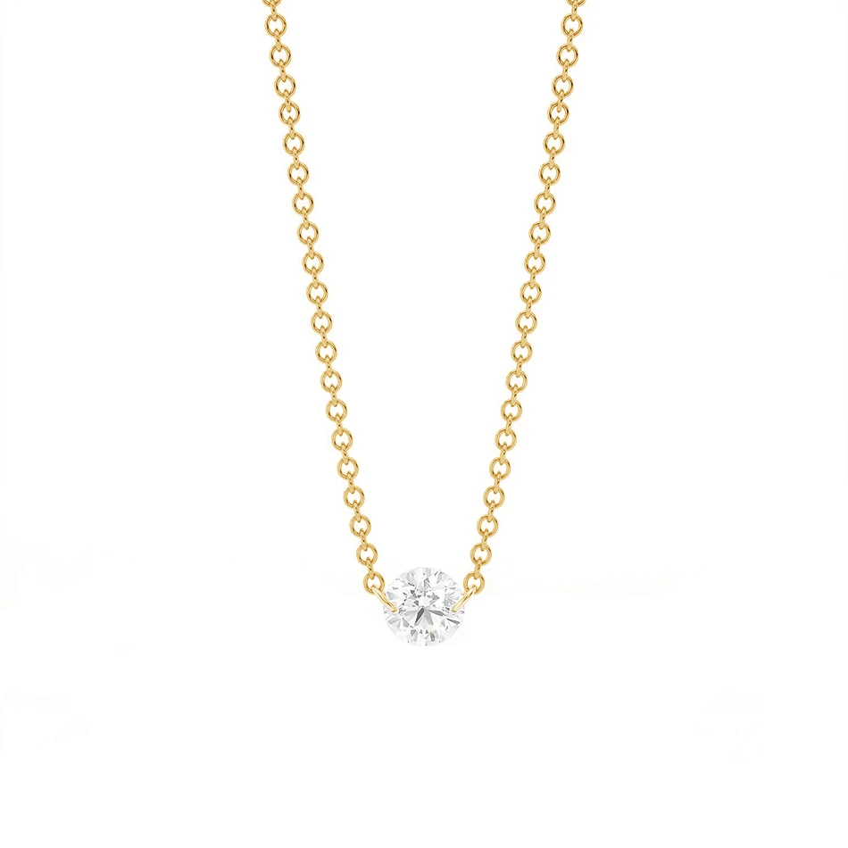 

classic 925 sterling silver minimalist necklace wholesale 18k gold plated hadid solitaire zircon necklace