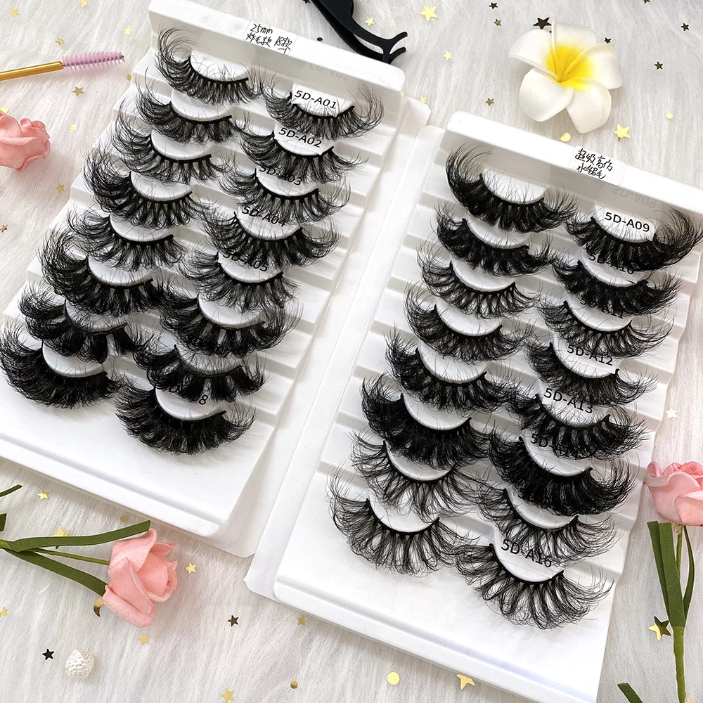 

High Quality 25mm Faux Mink Eyelashes Super Fluffy 5D Vegan Faux Mink Lashes Handmade Faux Cils With Customized packing box