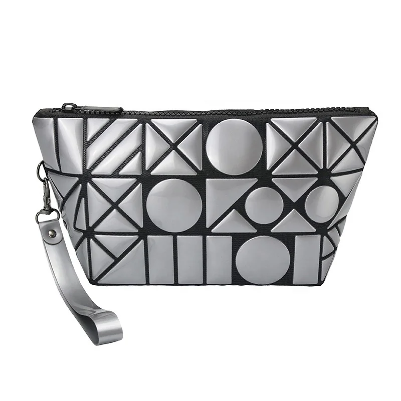 

Foldable PVC Solid Color Mini Geometric Cosmetic Bags For Women, 10 colors