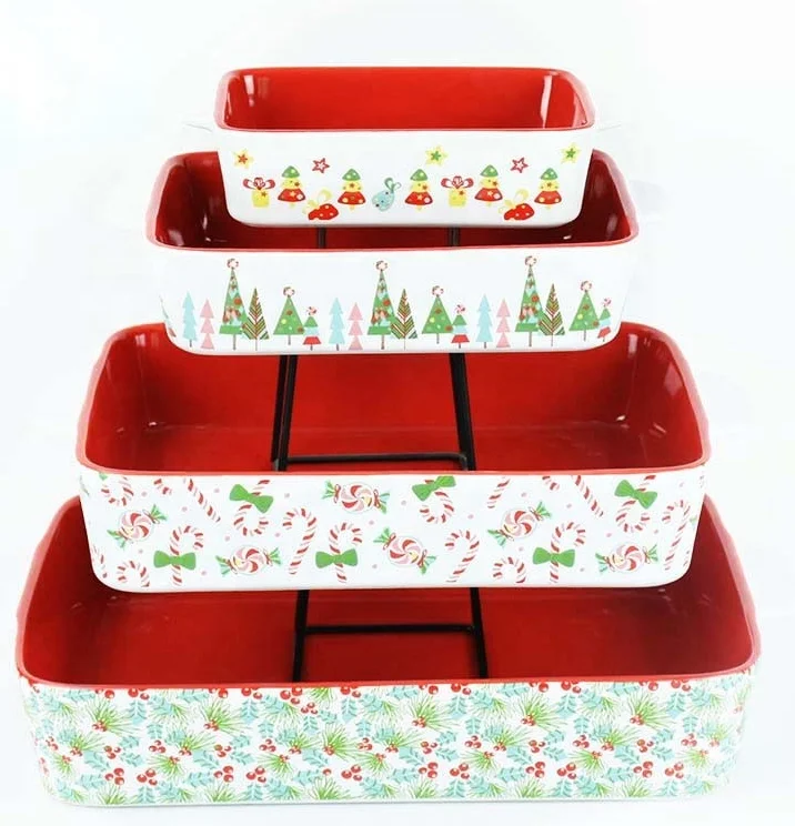

Custom ceramic rectangle bakeware decal solid color bread baking tray, Customized color
