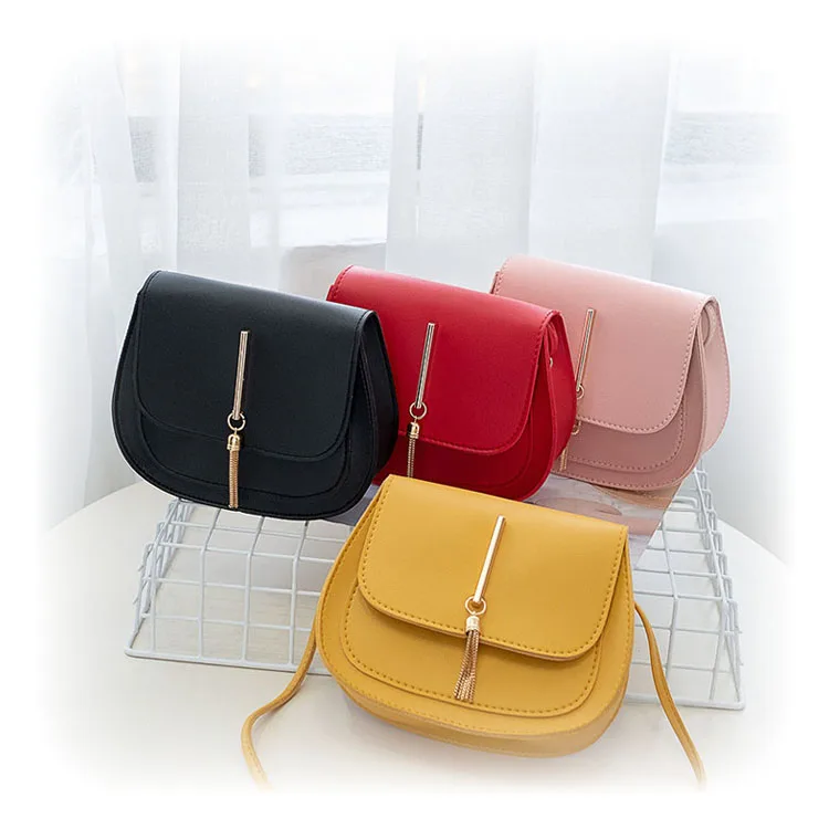 

Women Bag New Tassel Small Round Bag Purse Ladies Cheap HandBag Female Saddle Bag, 4colors