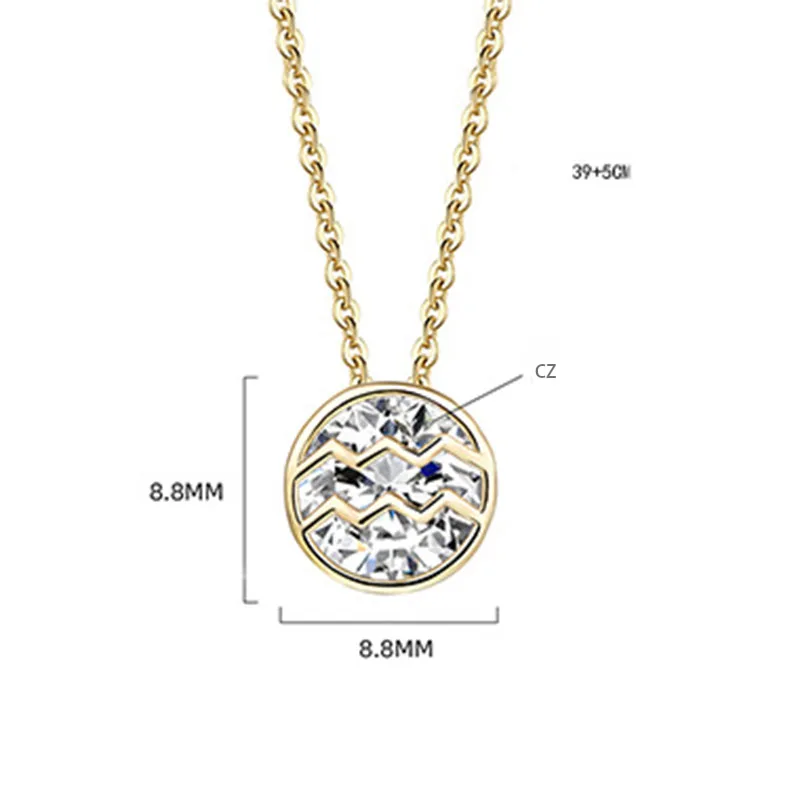 

Wholesale Custom Good Quality Trendy Copper Alloy Geometric Twelve Zodiac Necklace, Gold/color oem