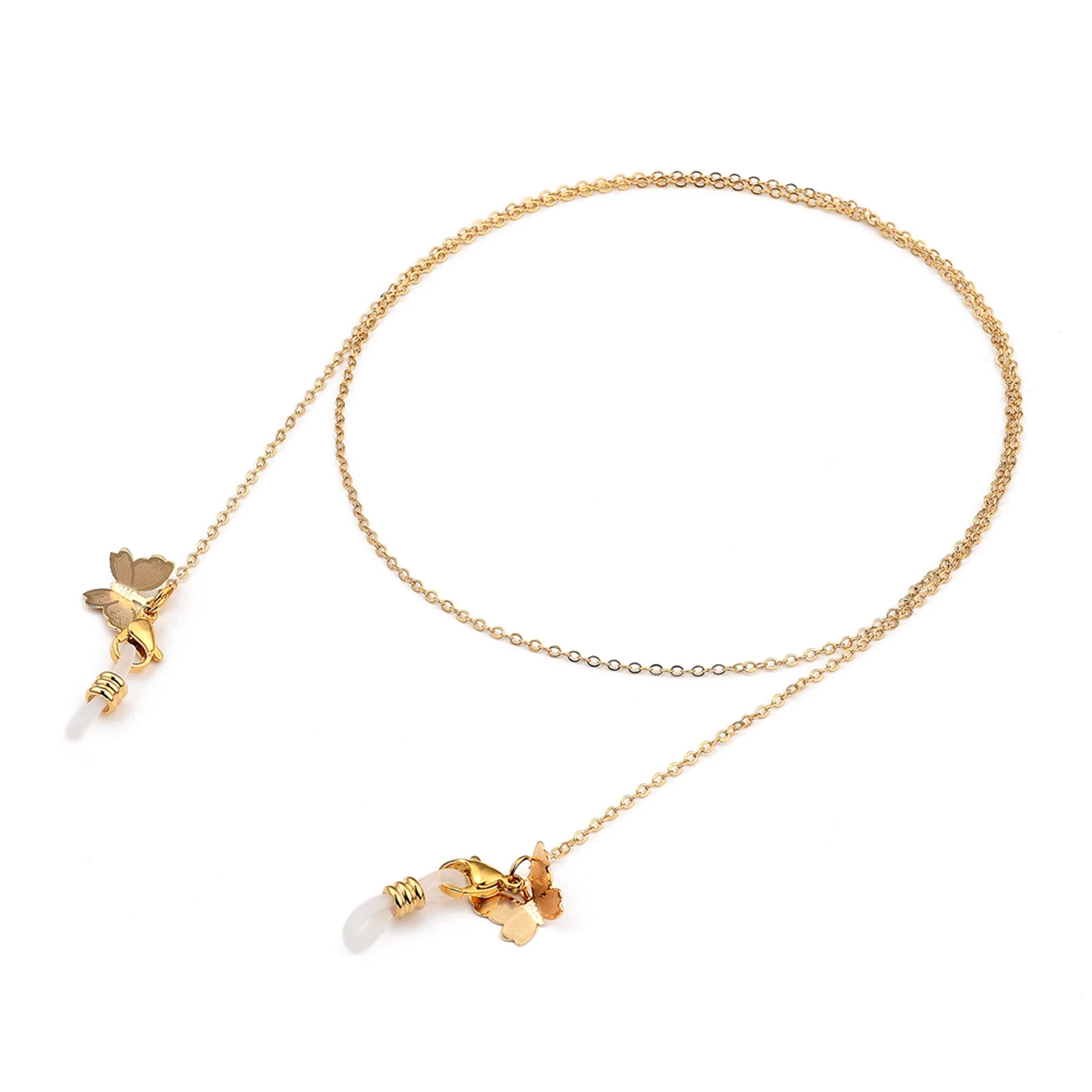 

PandaHall Golden Eyeglasses Chain Butterfly Charm Brass Cable Chain, Gold