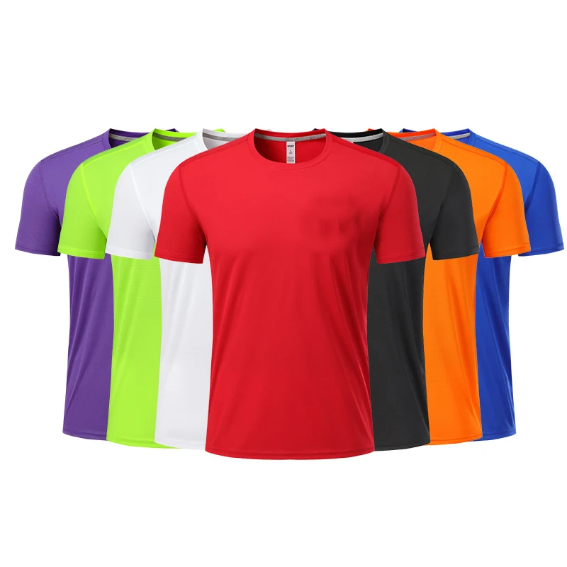 

Custom Breathable Sports Shirts Solid Color O Neck Quick Dry T Shirt for Men Sports