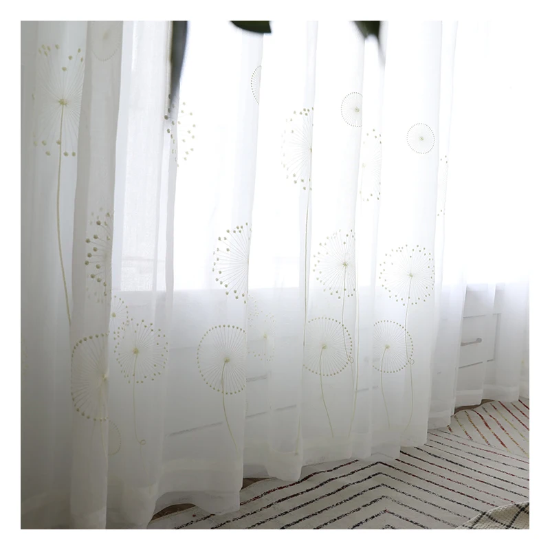 

Innermor White Sheer Curtains Home Decor Embroidered Tulle Fabric Nordic Style Dandelion Kitchen Curtain Ready Made