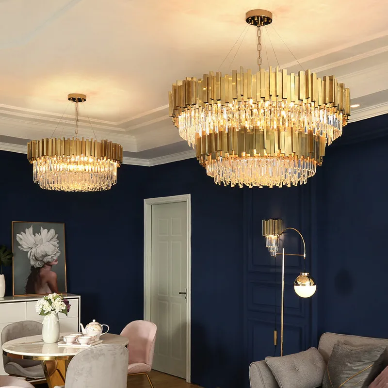 Wholesale Gold Crystal Chandeliers Ceiling Lighting Modern Luxury Large Pendant Lamp Home Living Room Chandelier Hanging Fixture