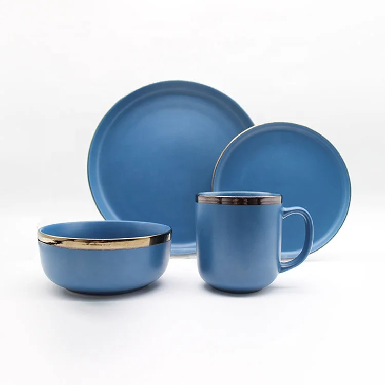 

China Factory Cheap Blue Color Glazed New Bone China Tableware Porcelain Tableware 16pcs Ceramic Dinnerware Sets, According to customer requirements