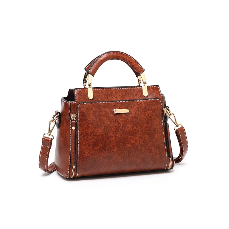 

2020 Elegant retro trendy PU leather tote handbags purses women shoulder crossbody ladies hand bag, 4 colors