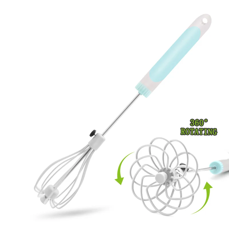 

New Style Semi-automatic 360 degree adjustable Rotating Egg Beater Kitchen baking Tool Durable Egg push Whisk, Random