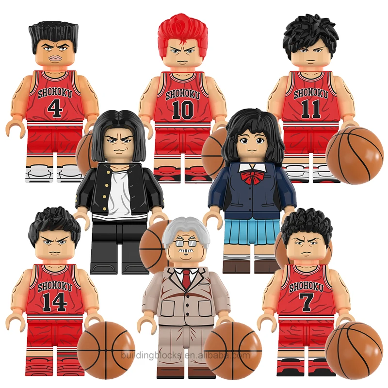 

Japanese Anime KT1060 SLAM DUNK Hanamichi Sakuragi Kaede Rukawa Haruko Mini Building Block Plastic Figure Toy Juguete