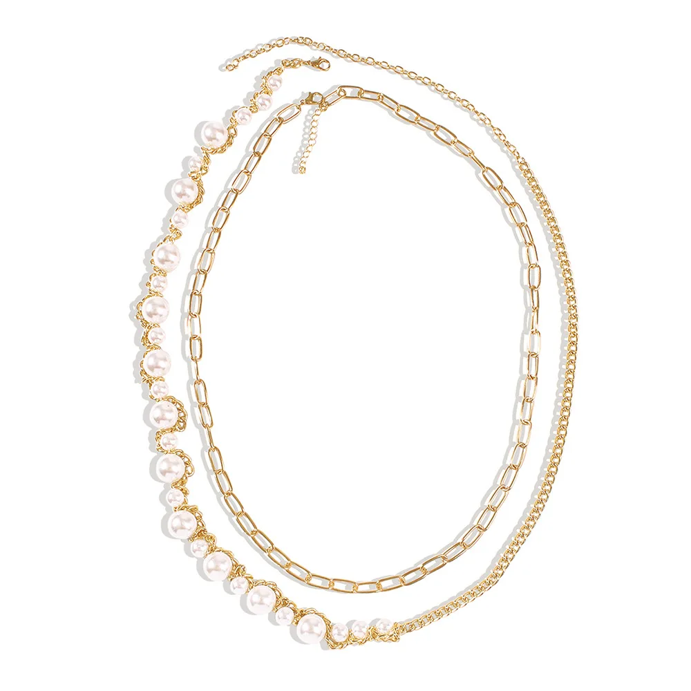 

Body Chain Jewelry Summer Cool Vacation Style Pearl Necklace Body Chain Fashion Double Alloy Waist Bra Body Jewelry, Golden color